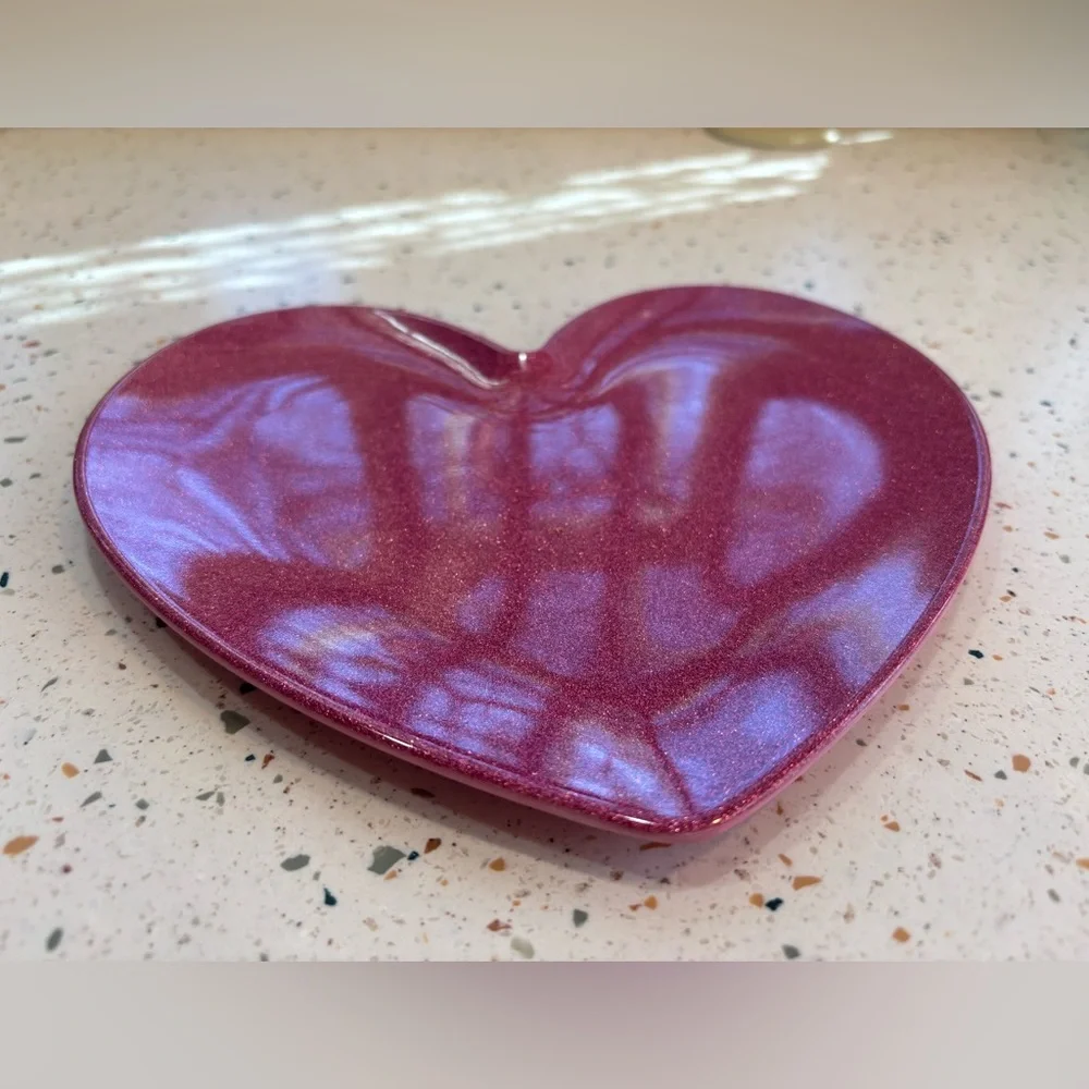 Vintage 2010 Target Pink‎ Glitter Heart-Shaped Melamine Plate